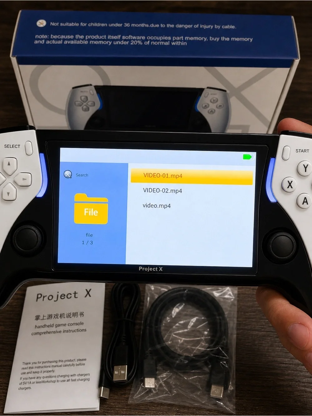 Project X 4.3-in HD IPS Screen Handheld Game Console Can Play, Watch & Listen